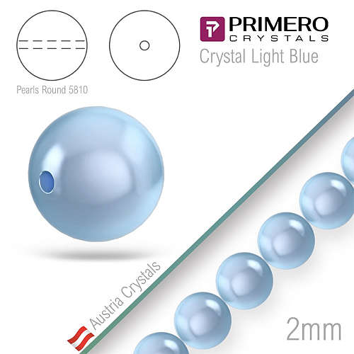 Korálky PRIMERO Crystals 5810. Barva Crystal Light Blue. Velikost 2mm balení-50Ks.
