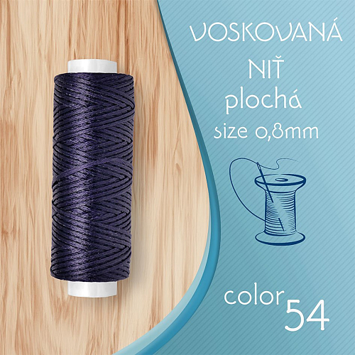Voskovaná nit 0,8mm PLOCHÁ cívka 30m barva č.54 Dark Purple