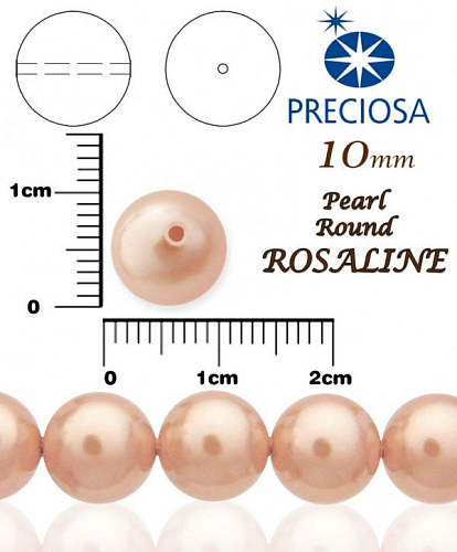 PRECIOSA Voskované Perle barva ROSALINE 98999 velikost 10mm. Balení návlek 12Ks. 