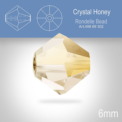 PRECIOSA Bicone MC BEAD (sluníčko) velikost 6mm. Barva CRYSTAL HONEY. Balení 18ks .