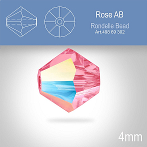 PRECIOSA Bicone MC BEAD (sluníčko) velikost 4mm. Barva ROSE Aurore Boreale. Balení 31ks .