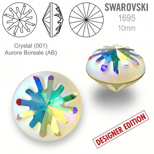 Swarovski 1695 Sea Urchin Round Stone PF velikost 10mm. Barva Crystal (001) Aurore Boreale (AB).