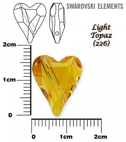 SWAROVSKI KORÁLKY 5743 Heart Bead barva LIGHT TOPAZ velikost 17mm.