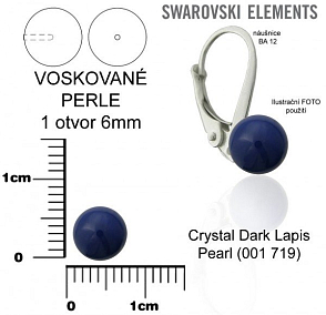 SWAROVSKI 5818 Voskované Perle 1otvor barva 719 CRYSTAL DARK LAPIS PEARL velikost 6mm.