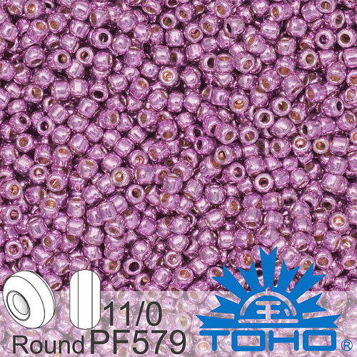 Korálky TOHO tvar ROUND (kulaté). Velikost 11/0. Barva PF579 PermaFinish - Galvanized Pale Lilac. Balení 8g.