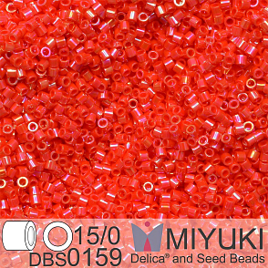 Korálky Miyuki Delica 15/0. Barva DBS 0159 Opaque Vermillion Red AB. Balení 2g.