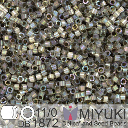 Korálky Miyuki Delica 11/0. Barva Silk Inside Dyed Rustic Gray AB  DB1872. Balení 5g.