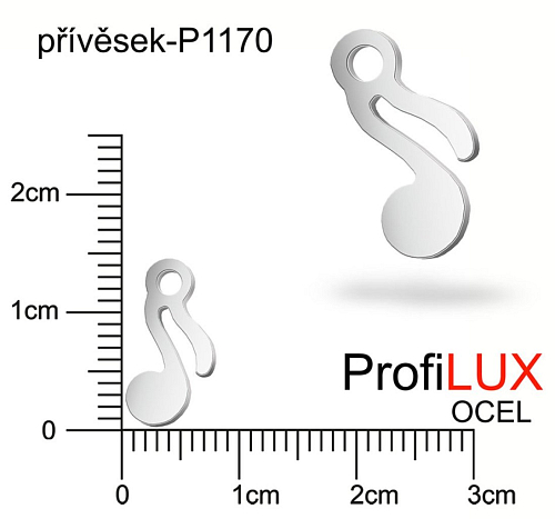 Přívěsek Chirurgická Ocel ozn-P1170 NOTA velikost 8x14mm tl.1.0mm. Velikost otvoru pr. 1,5mm. Řada přívěsků ProfiLUX. 