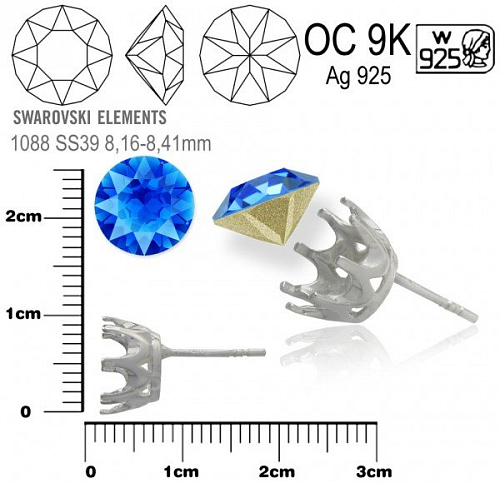 PUZETA ozn. OC 9K. Materiál STŘÍBRO AG925.váha 0,70g. 