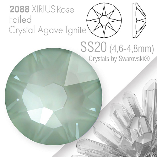 SWAROVSKI  XIRIUS Rose 2088 Foiled. Barva Crystal Agave Ignite velikost SS20 (4,6-4,8mm). Balení 15Ks.