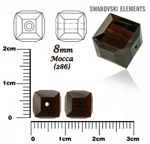 SWAROVSKI CUBE Beads 5601 barva MOCCA velikost 8mm.