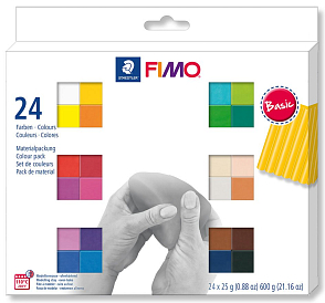 FIMO Soft Basic v balení 24 barevných bloků FIMO po 25g.