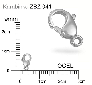 KARABINKA chirurgická ocel. Ozn. ZBZ 041. Velikost 9,0mm. 