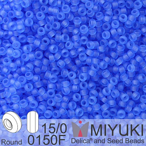 Korálky Miyuki Round 15/0. Barva 0150F Matte Tr Sapphire. Balení 5g.
