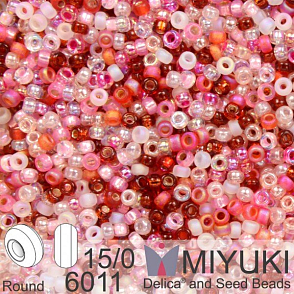 Korálky Miyuki Round 15/0. Barva Mix - Valentine 6011. Balení 5g.