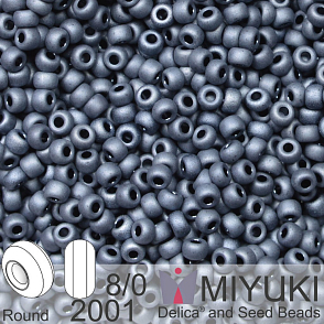 Korálky Miyuki Round 8/0. Barva 2001 Matte Gunmetal. Balení 5g