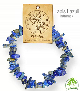 Náramek ze sekaných tromlovaných kamenů. Kámen Lapis Lazuli