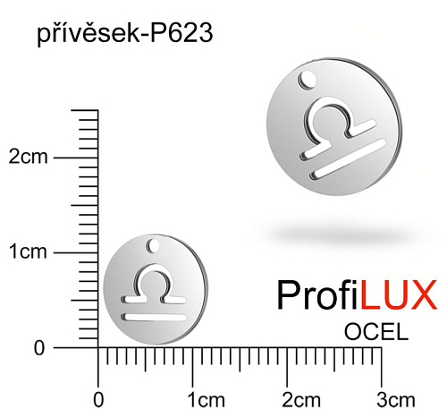 Přívěsek Chirurgická Ocel ozn-P623 Znamení Zvěrokruhu VÁHY velikost 12mm tl.1.2mm. Řada přívěsků ProfiLUX3
