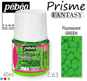 Barva na Šperky PRISME Fantasy Pébéo . barva č.63 Fluorescent GREEN. Balení 45ml.