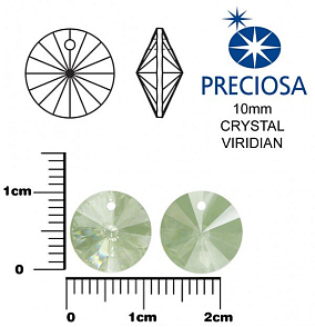 PRECIOSA MC RIVOLI velikost 10mm. Barva CRYSTAL VIRIDIAN. 