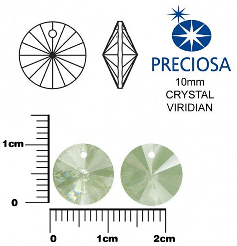 PRECIOSA MC RIVOLI velikost 10mm. Barva CRYSTAL VIRIDIAN. 