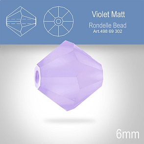 PRECIOSA Bicone MC BEAD (sluníčko) velikost 6mm. Barva VIOLET Matt. Balení 21ks .
