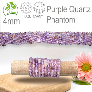 Korálky z minerálů Purple Quartz Phantom Fazetovaný přírodní polodrahokam. Velikost pr.4mm. Balení 95Ks.