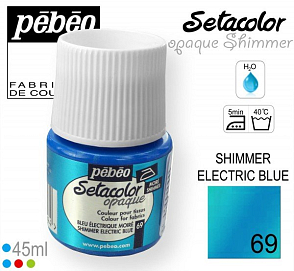 Barva na Textil SETACOLOR OPAQUE SHIMMER Pebeo. barva č. 69 ELECTRIC BLUE. Balení 45ml.