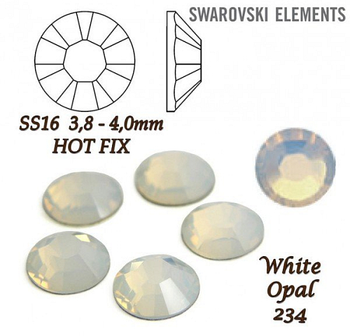 SWAROVSKI xirius rose HOT-FIX velikost SS16 barva WHITE OPAL