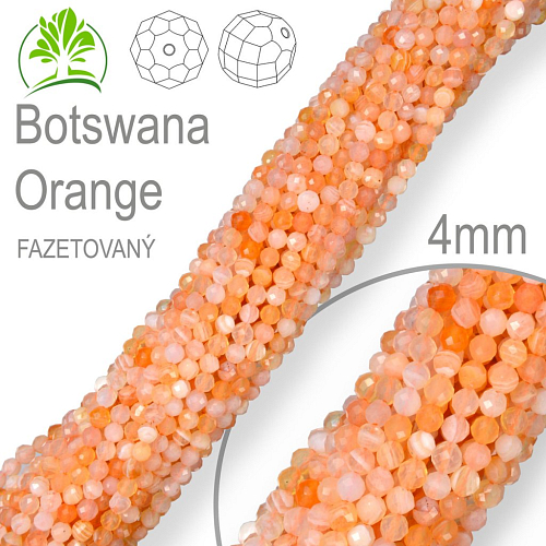 Korálky z minerálů Botswana Orange Fazetovaný polodrahokam. Velikost pr.4mm. Balení 95Ks. 