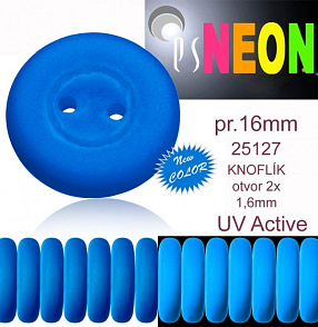 KNOFLÍK NEON (UV Active) velikost pr.16mm barva 25127 MODRÁ SVĚTLÁ