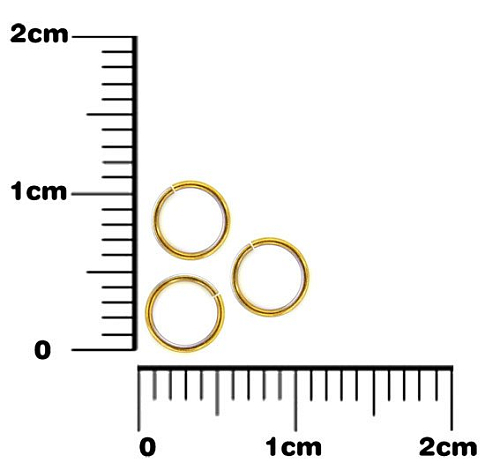 Kroužek spojovací pr.5mm Síla drátu 1mm. Barva zlatá. 