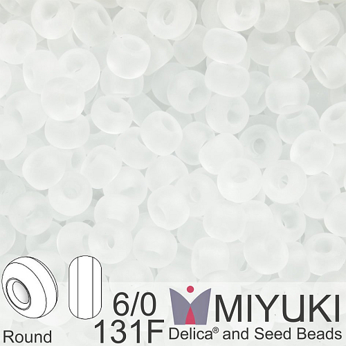 Korálky Miyuki MIX Round 6/0. Barva 131F Matte Crystal. Balení 5g