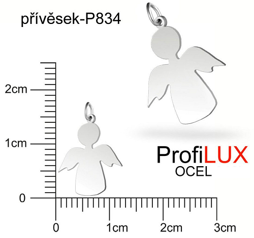 Přívěsek Chirurgická Ocel ozn-P834 mini ANDĚL 15x12mm. Řada přívěsků ProfiLUX