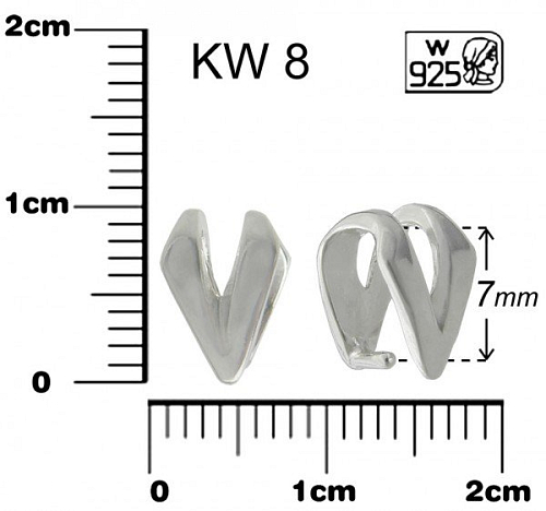 ŠLUPNA ozn.KW 8. Materiál STŘÍBRO Ag925 váha 0,81g.