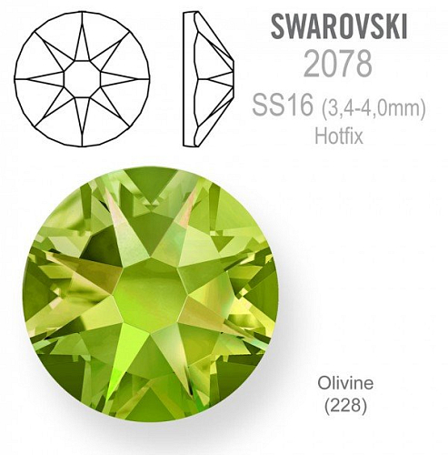 Swarovski xirius rose HOTFIX 2078 velikost SS16 barva Olivine