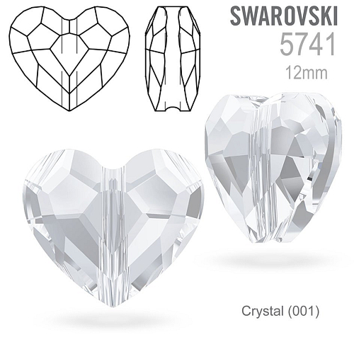 Swarovski  5741 Love Bead barva Crystal (001) velikost 12mm.