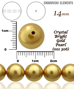 SWAROVSKI 5811 Voskované Perle barva CRYSTAL BRIGHT GOLD PEARL velikost 14mm. 