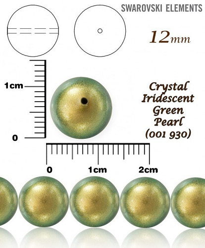 SWAROVSKI 5811 Voskované Perle barva CRYSTAL IRIDESCENT GREEN PEARL velikost 12mm. 