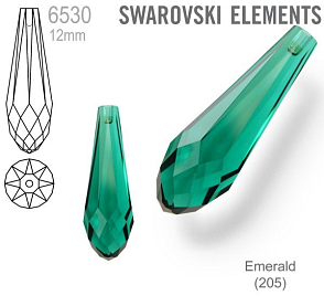 SWAROVSKI 6530 Pure Drop Pendant velikost 12mm. Barva Emerald 