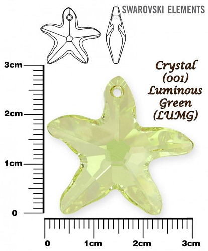 SWAROVSKI Starfish Pendant barva CRYSTAL LUMINOUS GREEN velikost 28mm.