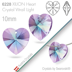 Swarovski XILION Heart 6228. Barva Crystal Vitrail Light. Velikost 10mm