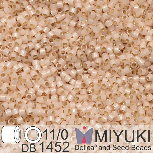 Korálky Miyuki Delica 11/0. Barva Silverlined Pale Peach Opal DB1452. Balení 5g.