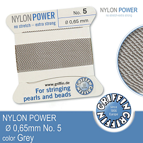 NYLON Power velmi pevná nit GRIFFIN síla nitě 0,65mm Barva Grey