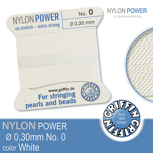 NYLON Power velmi pevná nit GRIFFIN síla nitě 0,30mm Barva White