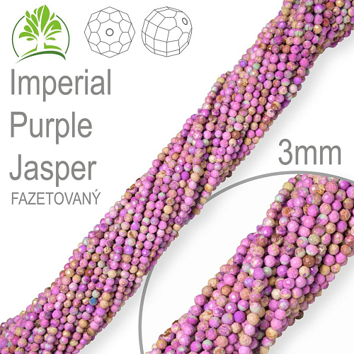 Korálky z minerálů Imperial Purple Jasper Fazetovaný polodrahokam. Velikost pr.3mm. Balení 130Ks. 