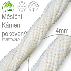 Korálky z minerálů Měsíční Kámen pokovený Fazetovaný polodrahokam. Velikost pr.4mm. Balení 95Ks.