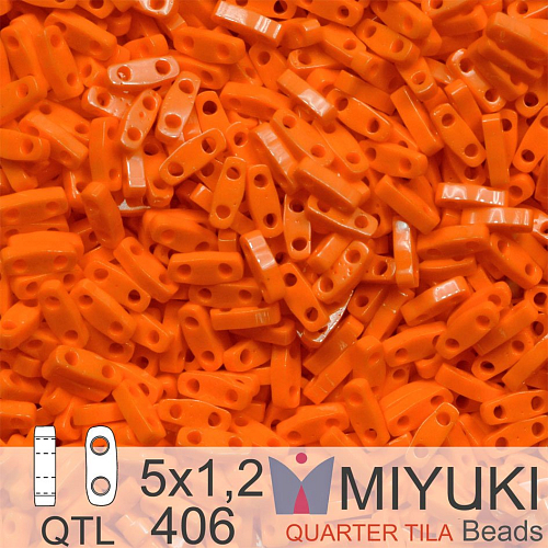 Korálky Miyuki QuarterTila. Barva Opaque Orange QTL 406. Balení 3g