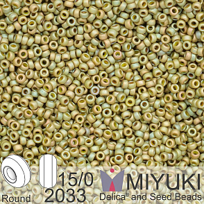 Korálky Miyuki Round 15/0. Barva 2033 Matte Op Lt Olive Luster . Balení 5g