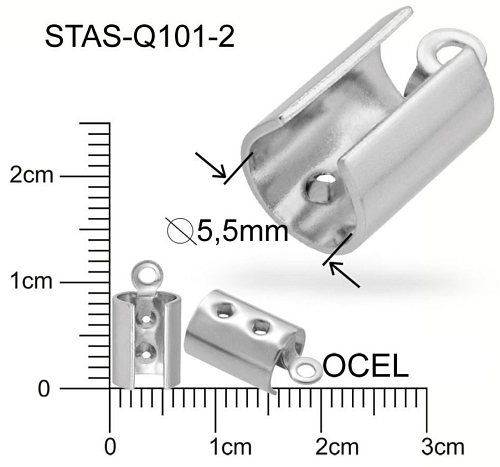 Koncovka CHIRURGICKÁ OCEL ozn.-STAS-Q101-2. velikost 12x6,5mm.